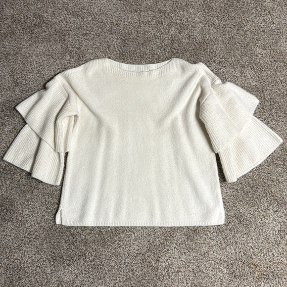 Madewell Ivory White Cream Tier-Sleeve Pullover Sweater in Coziest Yarn Small - Picture 1 of 11